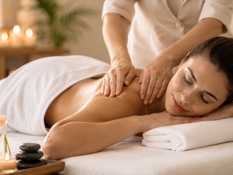 Massage therapy session at Studio M